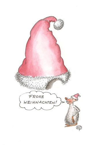Cartoon: Frohe Weihnachten! (medium) by Erwin Pischel tagged weihnachten,frohe,weihnacht,nikolausmütze,zipfelmütze,mütze,maus,ratte,maulwurf,mäuseloch,pischel