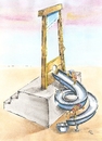 Cartoon: The show must go on (small) by Erwin Pischel tagged guillotine,fallbeil,schafott,hinrichtungsstätte,todesstrafe,pischel