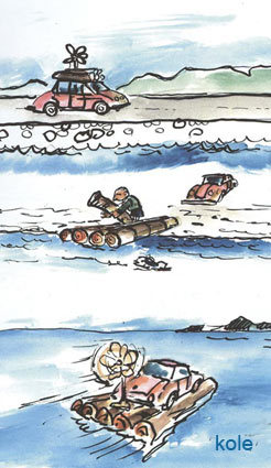 Cartoon: ferry (medium) by kolle tagged boat,ferry,car