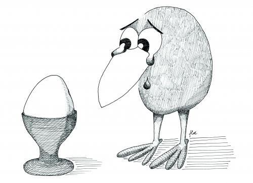 Cartoon: Glückliche Hühner? (medium) by floc tagged henne,unfruchtbar,vegetarier,vegan,tierschutz,kuekensterben,kinderwunsch,geburt,ei,befruchtung