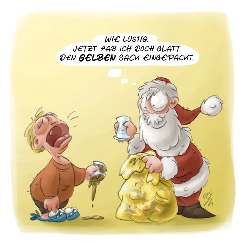 Cartoon: LACHHAFT Cartoon No. 423 (medium) by LACHHAFT tagged weihnachten,weihnachtsmann,santa,claus,geschenke,gelber,sack,recycling,enttäuschung,verwechslung,witze,comic,michael,mantel,weihnachten,weihnachtsmann,geschenke,sack,recycling,enttäuschung,verwechslung,geschenk,müll,entsorgen