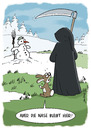 Cartoon: SCHNEEMANN und TOD (small) by JanKunz tagged schneemann,tod,hase,ostern,schnee,frühling