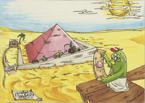 Cartoon: So that riddle is solved... (medium) by The Fatbird Conspiracy tagged egypt,ägypten,fatbird,bird,vogel,sun,desert,wüste,comic,cartoon,tourists,tourism,architcture,fail,landscape