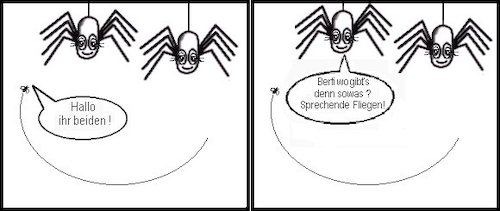 Cartoon: Tiersprache (medium) by petronas tagged bertie,spinne,fliege,sprache,surreal
