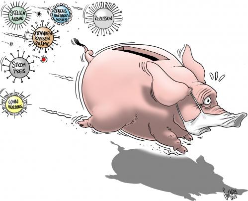 Cartoon: Schweinegrippe (medium) by swen tagged schweingrippe,rezession,swine,flu