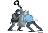Cartoon: Unrest unexplained (small) by martirena tagged disturb,unrest,city,policeman