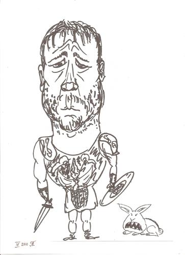 Cartoon: Russell Crowe (medium) by tristanactor tagged gladiator,crowe,russell