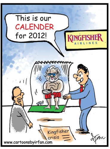 Cartoon: The Kingfisher calendar (medium) by irfan tagged indian,aviation