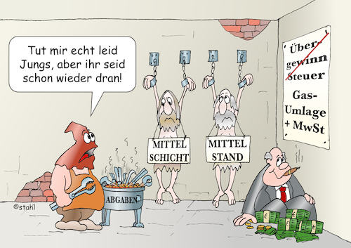 Cartoon: Abgabenfolterkammer (medium) by wista tagged folterkammer,abgaben,steuern,gas,gasumlage,übergewinn,übergewinne,steuer,übergewinnsteuer,mittelschicht,mittelstand,unternehmen,konzerne,uniper,rwe,milliardengewinne,abschöpfen,finanzen,finanzminister,lindner,fdp,spd,grüne,ampelkoalition,gerecht,gerechtigkeit,mehrwertsteuer,inflation,gaspreise,ukraine,krieg,versorger,folterkammer,abgaben,steuern,gas,gasumlage,übergewinn,übergewinne,steuer,übergewinnsteuer,mittelschicht,mittelstand,unternehmen,konzerne,uniper,rwe,milliardengewinne,abschöpfen,finanzen,finanzminister,lindner,fdp,spd,grüne,ampelkoalition,gerecht,gerechtigkeit,mehrwertsteuer,inflation,gaspreise,ukraine,krieg,versorger