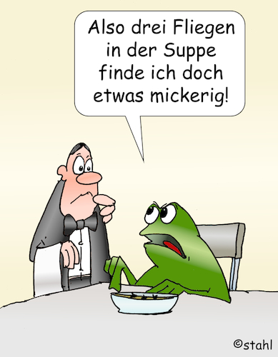 Cartoon: Fliegen in der Suppe (medium) by wista tagged fliege,fliegen,suppe,ober,kellner,beschwerde,frosch,essen,trinken,restaurant,kneipe,gaststätten,besuch,gast,qualität,menge,fliege,fliegen,suppe,ober,kellner,beschwerde,frosch,essen,trinken,restaurant,kneipe,gaststätten,besuch,gast,qualität,menge