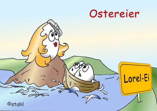 Cartoon: Lorel-Ei (medium) by wista tagged ei,eier,loreley,ostern,osterei,ostereier,färben,rhein,felsen,lied,heine,gedicht,rheintal,blond,mädchen,ei,eier,loreley,ostern,osterei,ostereier,färben,rhein,felsen,lied,heine,gedicht,rheintal,blond,mädchen