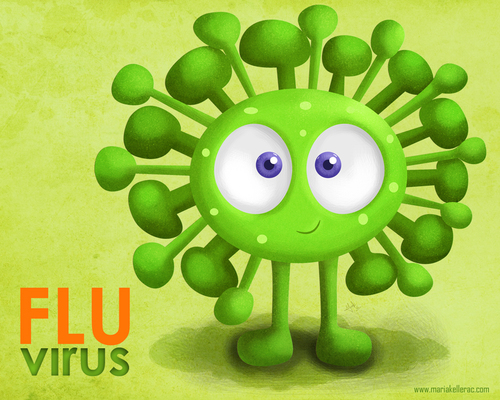 Cartoon: The Flu Virus (medium) by kellerac tagged cartoon,virus,kellerac,caricatura,maria,keller,flu,gripe,mexico