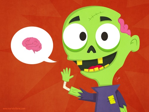 Cartoon: Zombies need brains (medium) by kellerac tagged mexico,vector,halloween,spooky,brains,cartoon,zombie