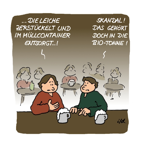 Cartoon: In die Biotonne (medium) by achecht tagged müll,trennung,entsorgung,bio,biomüll,biotonne,mord,leiche,missverständnis,mörder,müll,trennung,entsorgung,bio,biomüll,biotonne,mord,leiche,missverständnis,mörder