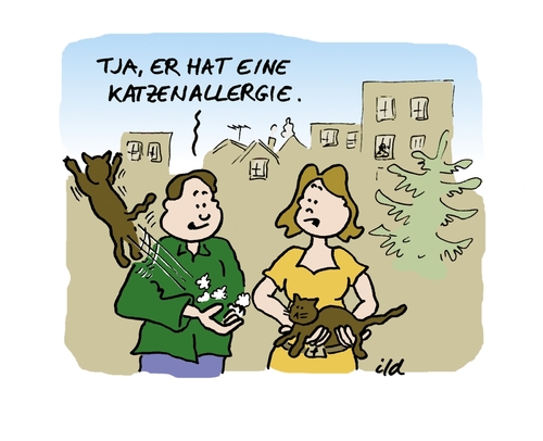 Cartoon: Katzenallergie (medium) by achecht tagged reaktion,allergisch,allergie,katze,katzenallergie,katze,kater,katzen,tiere,haustier,allergie,krankheit,aversion,katzenallergie,reaktion,allergische reaktion,gesundheit,verhalten,allergische