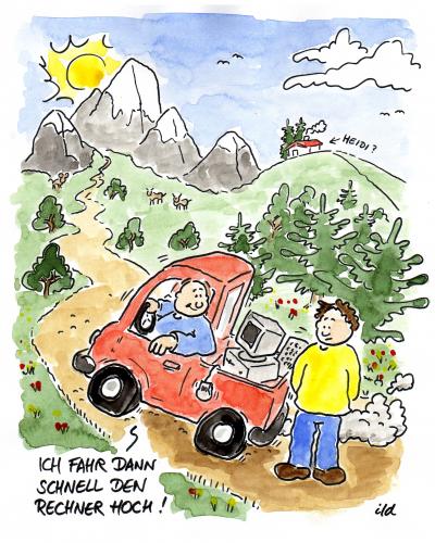 Cartoon: Rechner hoch fahren (medium) by achecht tagged rechner,computer,it,hochfahren,booten,heidi,lkw,lastwagen,auto,fahren,computerbranche,computer,rechner,pc,technik,entwicklung,fortschritt,technologie,lkw,lastwagen,auto,fahren,hochfahren,computerbranche,it,massenmedium,medium,start,starten,anmachen