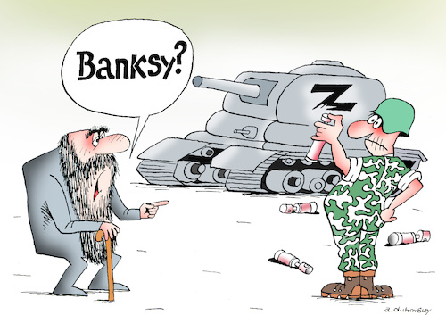 Cartoon: Banksy (medium) by Dubovsky Alexander tagged banksy,art,war,ukraine