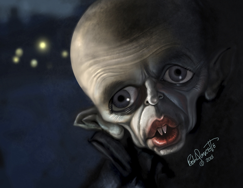 Cartoon: Klaus Kinski as Nosferatu (medium) by tobo tagged nosferatu,klaus,kinski,caricature