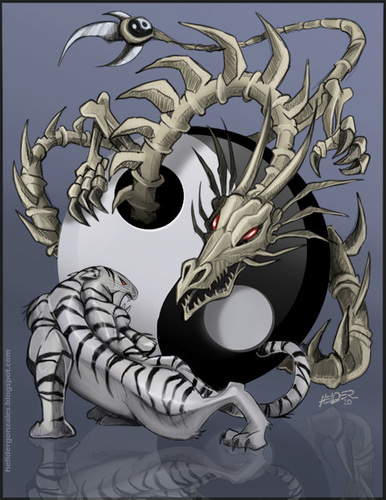 Cartoon: Yin Yang (medium) by Hellder Gonzales tagged digital,painting,photoshop,color,drawing,yin,yang