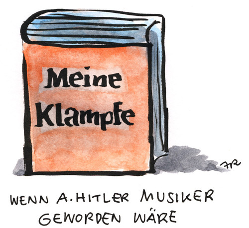 Cartoon: Bestseller (medium) by ari tagged nazi,diktator,bestseller,buch,musik,hitler,adolf,gitarre,kampf,klampfe