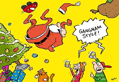Cartoon: gangnam style (medium) by ari tagged gangnamstyle,xmas,weihnachten,weihnachtsmann,nikolaus,bescherung,tannenbaum,youtube,ari,plikat,unfall,spielzeug,geschenk,handy,cellphone,smartphone,foto,film,iphone,kinder