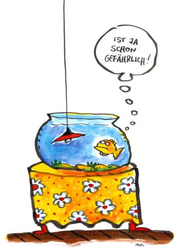 Cartoon: Gefährlich (medium) by ari tagged fisch,licht,werde,es,strom,elektrizität,wasser,energie,risiko