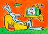 Cartoon: die sendung mit dem huhn (small) by ari tagged hase,huhn,ostern,tv,rabbit,chicken,eastern,medien