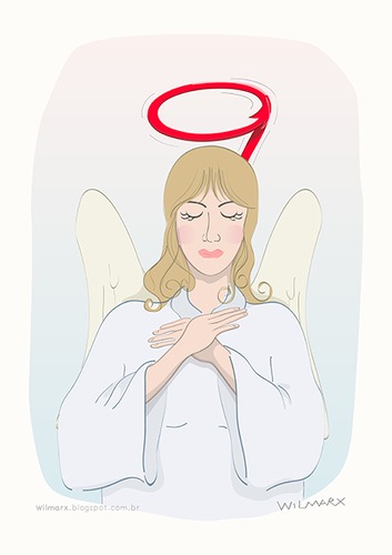 Cartoon: An angel (medium) by Wilmarx tagged angels,devil,behavior,symbolism