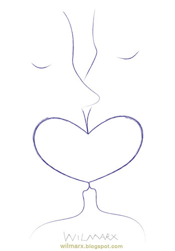 Cartoon: Kiss in the heart (medium) by Wilmarx tagged love,kiss,heart