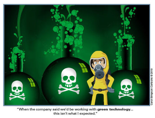 Cartoon: Green Technology? (medium) by carol-simpson tagged tech,green,safety,workplace,environment,unions,labor