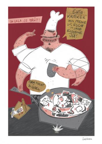 Cartoon: Küchenkritiker (medium) by Zwackmann tagged koch,küche,kochen,braten,kritiker