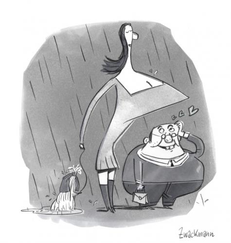 Cartoon: Regenromanze (medium) by Zwackmann tagged regen,busen,hund,beziehung,liebe,verliebt