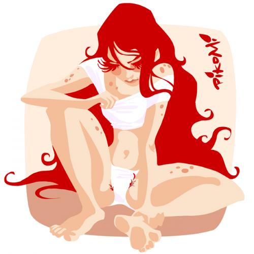 Cartoon: Grenadine (medium) by Pikomi tagged beauty,romance,love,female,erotic,erotik,beine,legs,sexy,lolita,chica,cick,frau,mädchen,woman,girl,pubic,red,hair