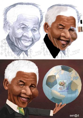Cartoon: Nelson Mandela (medium) by Senad tagged nelson,mandela,senad,nadarevic,bosnia,bosna,karikatura