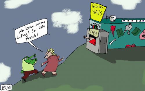 Cartoon: Anstieg (medium) by Leichnam tagged anstieg,ludwig,frosch,geisterhaus,berg