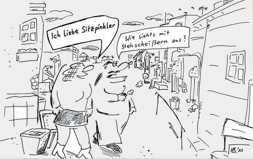 Cartoon: Auf den Straßen (medium) by Leichnam tagged straßen,sitzpinkler,leichnam,gespräch