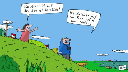 Cartoon: Aussicht (medium) by Leichnam tagged aussicht,see,herrlich,landschaft,bier,männer