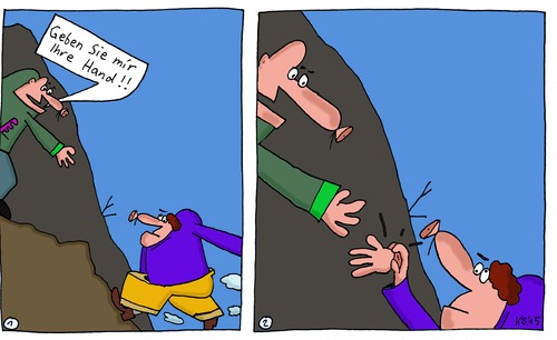 Cartoon: Berg (medium) by Leichnam tagged berg,anstieg,hand,hilfestellung,kraxelei