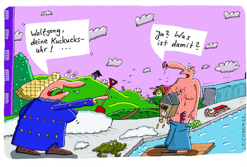 Cartoon: Bissel Quatsch (medium) by Leichnam tagged quatsch,kuckucksuhr,leichnamcartoon,leichnam,wolfgang