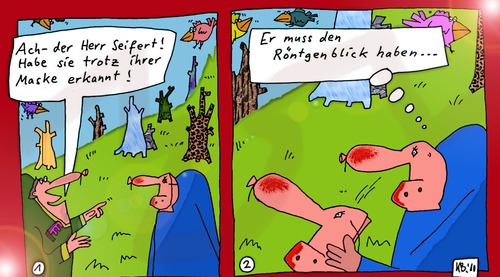 Cartoon: Der Herr Seifert (medium) by Leichnam tagged seifert,maske,verkleidung,fasching,röntgenblick,erkennen,leichnam