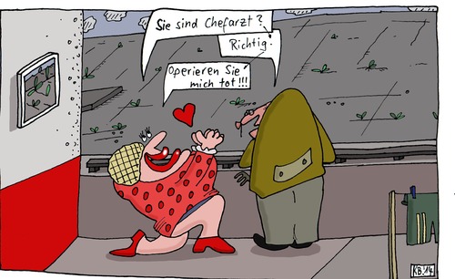 Cartoon: die Liebe (medium) by Leichnam tagged liebe,balkon,chefarzt,operation,tot,aufforderung,verblendet