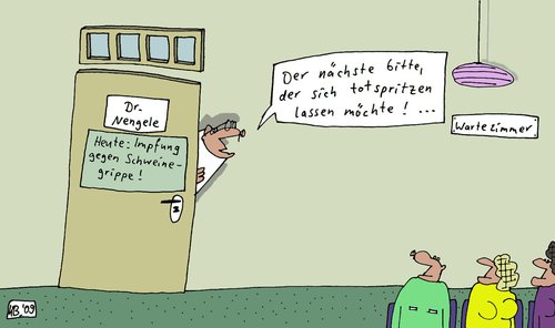 Cartoon: Doktor (medium) by Leichnam tagged doktor,schweinegrippe,wartezimmer,impfung,spritze,patienten,arzt
