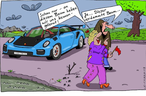Cartoon: Erinnerung (medium) by Leichnam tagged erinnerung,baum,getroffen,ehe,lange,her,verdammt,groll,unmut,leichnam,leichnamcartoon