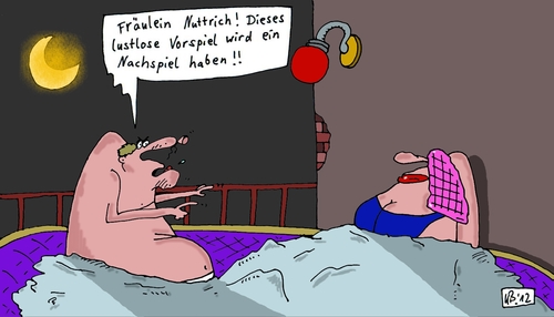 Cartoon: Erzürnt (medium) by Leichnam tagged erzürnt,fräulein,nuttrich,liebe,vorspiel,nachspiel,nacht,und,mond