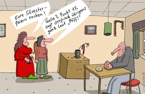 Cartoon: Feier (medium) by Leichnam tagged feier,silvester,pöff,ottfried,mitternacht,leichnam,leichnamcartoon