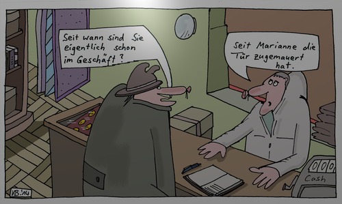 Cartoon: Frage Antwort (medium) by Leichnam tagged marianne,geschäft,im,antwort,frage,tür,zugemauert,eingesperrt,gefangen