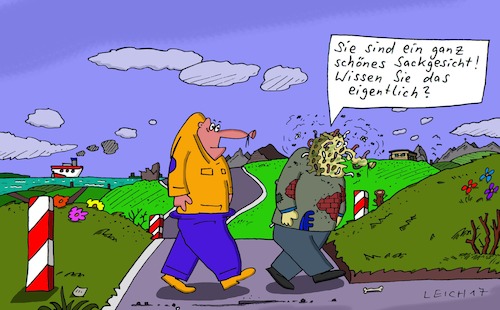 Cartoon: ganz schön (medium) by Leichnam tagged ganz,schön,sackgesicht,beleidigung,maden,würmer,käse,fliegen