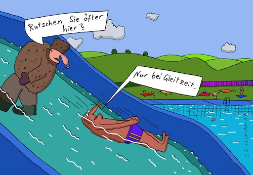 Cartoon: Gespräch (medium) by Leichnam tagged gespräch,wasser,rutsche,freibad,leichnam,leichnamcartoon,sommer,sonne,hitze,schwimmbad,gleitzeit