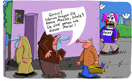 Cartoon: Grrrrr! (medium) by Leichnam tagged grrrrr,scholz,meier,maske,horrorclown,boss,chef,leichnam,leichnamcartoon