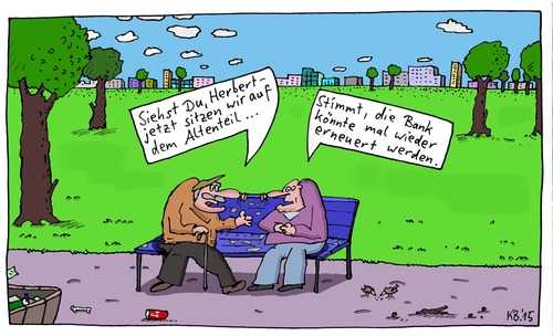 Cartoon: Herbert (medium) by Leichnam tagged herren,alte,rentner,missverständnis,altenteil,erneuern,parkbank,herbert